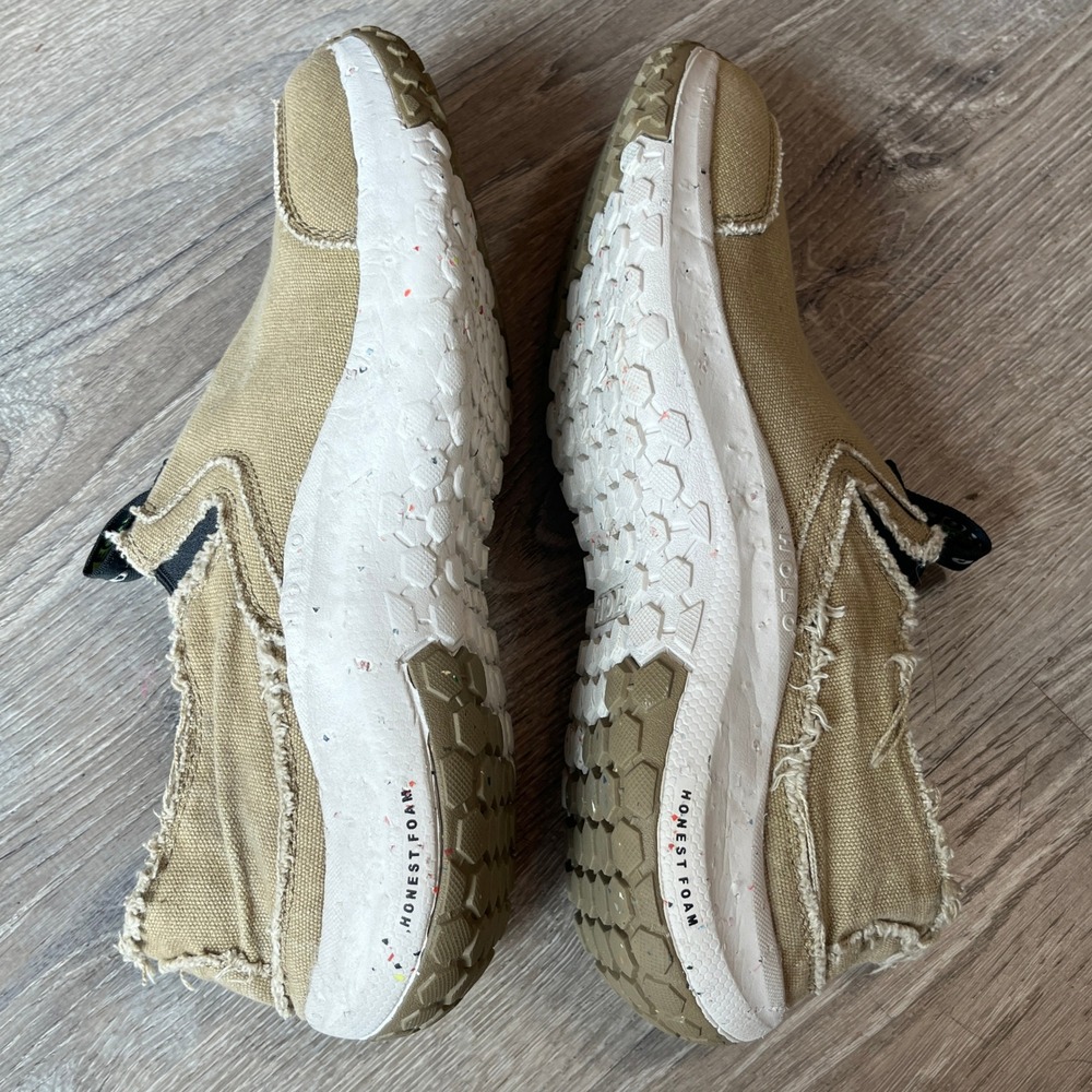 Holo Footwear Athena Mens 10.5 Khaki Tan Canvas Slip On Frayed Sneakers HM123493